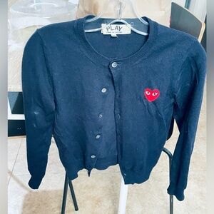 Comme des Garcons PLAY blue navy Cardigan with Red Heart